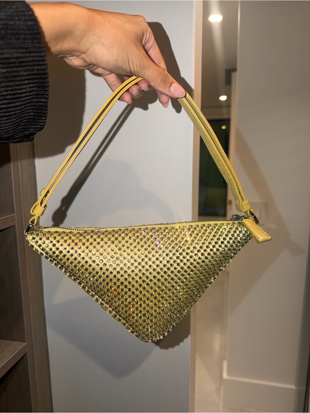 Prada Yellow Crystal Triangle Shoulder Bag - Picture 2 of 2